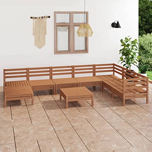 AJJHUUKI Outdoor Möbel Sets - 9-teiliges Garten-Lounge-Set Massivholz Kiefer Braun von AJJHUUKI