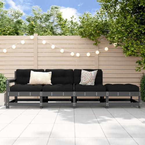 AJJHUUKI Outdoor Outdoor Sitzgruppe Outdoor Sectional Sofa Einheiten 4-teiliges Garten-Lounge-Set Grau Massivholz Kiefer AJJHUUKI Outdoor Outdoor Sitzgruppe Outdoor Sectional Sofa Einheiten 4-teiliges Garten-Lounge-Set Grau Massivholz Kiefer von AJJHUUKI