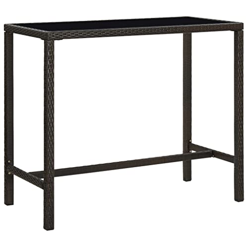 AJJHUUKI Outdoor Outdoor Tische Garten Bartisch braun 130x60x110cm Polyrattan und Glas von AJJHUUKI