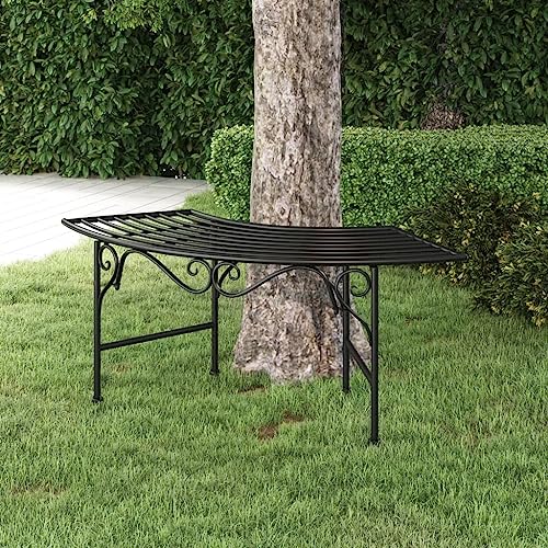 AJJHUUKI Outdoor Sitzbank Outdoor Sitzbank Baumbank 113 cm Schwarz Stahl AJJHUUKI Outdoor Sitzbank Outdoor Sitzbank Baumbank 113 cm Schwarz Stahl von AJJHUUKI