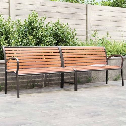 AJJHUUKI Outdoor Sitzgelegenheit-Outdoor-Bänke Gartenbank braun 231 cm Holz und pulverbeschichteter Stahl von AJJHUUKI