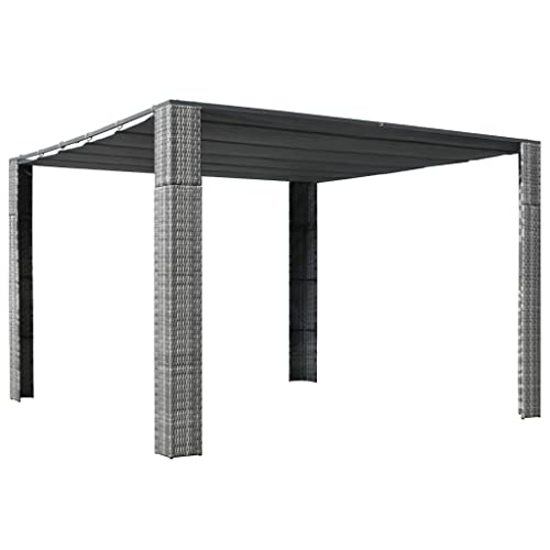 AJJHUUKI Pavillon mit Dach Polyrattan 300x300x200 cm grau und anthrazit von AJJHUUKI