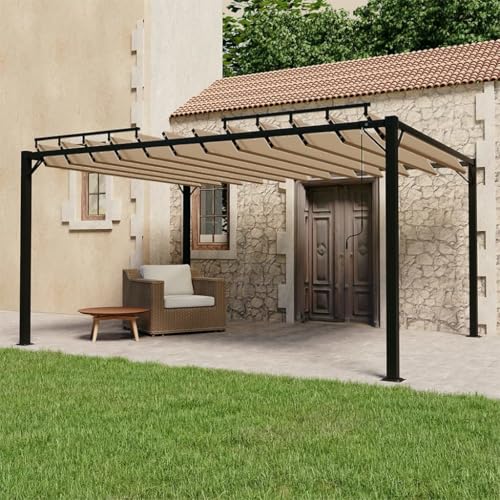 AJJHUUKI Pavillon mit Lamellendach 3x4m taupe Stoff und Aluminium von AJJHUUKI