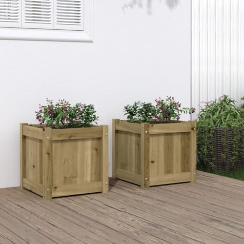 AJJHUUKI Pflanzgefäße für Rasen und Garten, imprägniertes Kiefernholz, 2 Stück AJJHUUKI Pflanzgefäße für Rasen und Garten, imprägniertes Kiefernholz, 2 Stück von AJJHUUKI