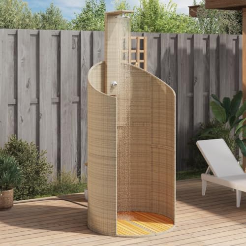 AJJHUUKI Pool & Spa-Pool & Spa Zubehör Außendusche Beige 100x100x241,5 cm Polyrattan und Akazienholz von AJJHUUKI