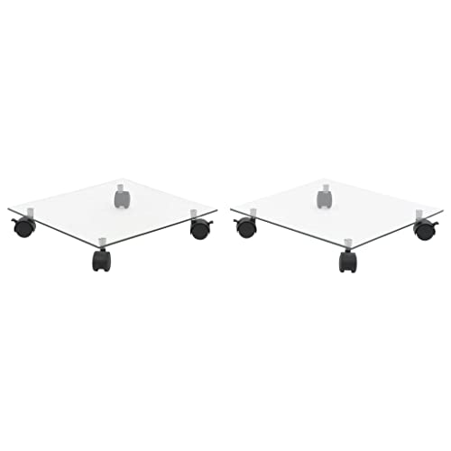 AJJHUUKI Rasen & Garten Gartenarbeit Pflanzenständer Pflanzenroller 2 Stück gehärtetes Glas 35x35cm quadratisch von AJJHUUKI