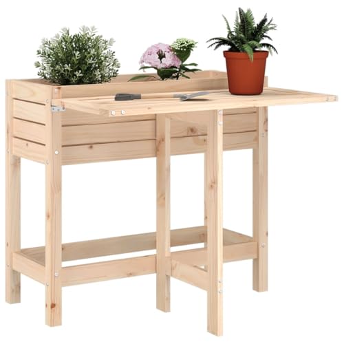 AJJHUUKI Rasen & Garten Gartenarbeit Töpfe & Pflanzgefäße Garten Pflanzgefäß mit klappbarer Tischplatte Massivholz Kiefer von AJJHUUKI