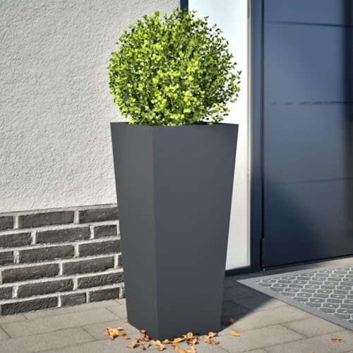 AJJHUUKI Rasen & Garten Gartenarbeit Töpfe & Pflanzgefäße Pflanzgefäße Anthrazit 2 Stück 35x35x75cm Stahl von AJJHUUKI