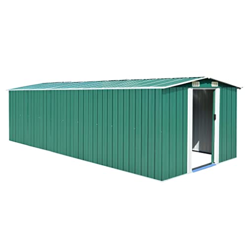 AJJHUUKI Rasen & Garten Outdoor Wohnen Outdoor Strukturen Schuppen Garagen & Carports Gartenhaus 257x580x181cm Metall Grün von AJJHUUKI