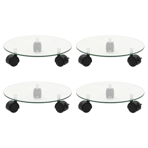 AJJHUUKI Rasen & Gartenarbeit Pflanzenständer Pflanzenroller 4 Stück 28 cm gehärtetes Glas rund von AJJHUUKI