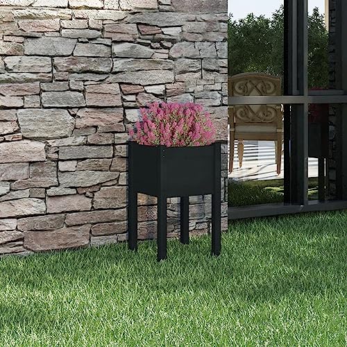 AJJHUUKI Rasen & Gartenarbeit - Töpfe & Pflanzgefäße - Garten Pflanzgefäß schwarz 40x40x70cm Kiefer massiv von AJJHUUKI