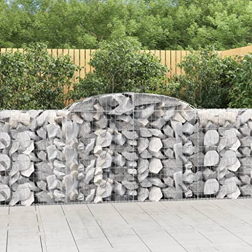 AJJHUUKI Rasen & Gartenarbeit Töpfe & Pflanzgefäße Gewölbte Gabionenkörbe 11 Stück 300x50x100/120 cm Eisen verzinkt von AJJHUUKI