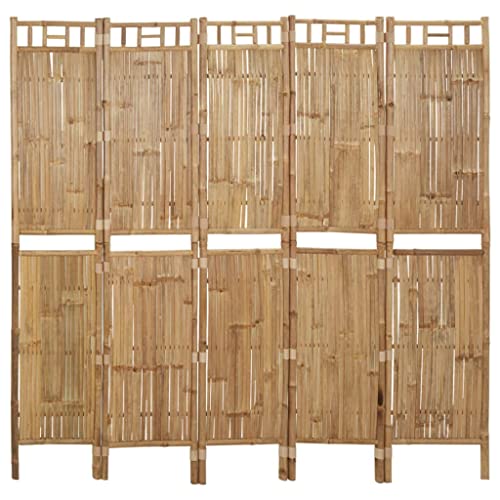 AJJHUUKI Raumteiler 5 Paneele Bambus 200x180 cm Möbel Raumteiler von AJJHUUKI