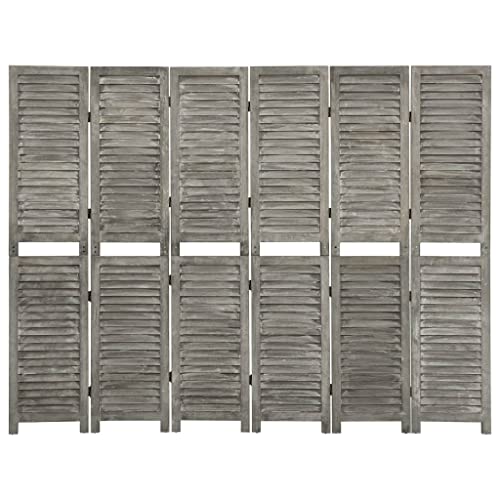 AJJHUUKI Raumteiler 6 Paneele Raumteiler grau 214x166 cm Massivholz von AJJHUUKI
