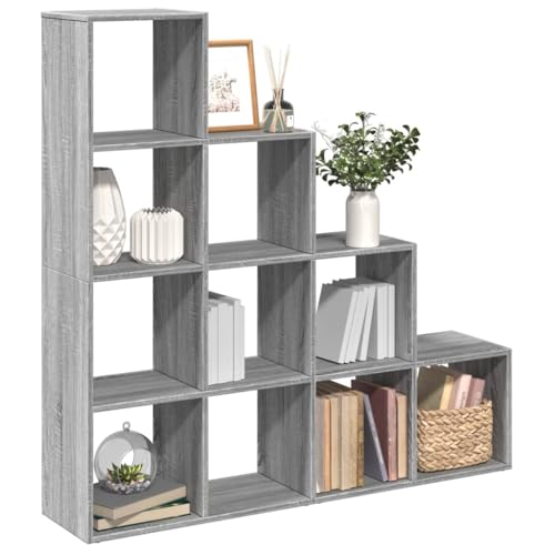 AJJHUUKI Raumteiler Bücherregal 4 Etagen Grau Sonoma 131,5x29x131,5cm Holzwerkstoff von AJJHUUKI