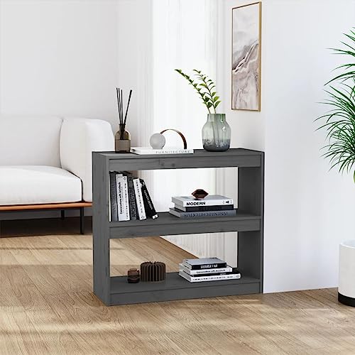 AJJHUUKI Regal-Bücherregale & Standregale Bücherschrank/Raumteiler Grau 80x30x71,5cm Massivholz Kiefer von AJJHUUKI