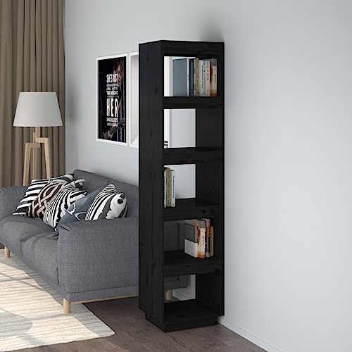 AJJHUUKI Regal-Bücherregale & Standregale Bücherschrank/Raumteiler schwarz 40x35x167cm Massivholz Kiefer von AJJHUUKI