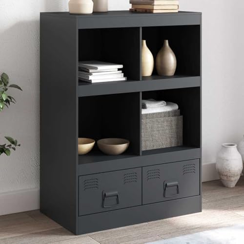 AJJHUUKI Schränke & Aufbewahrung-Buffets & Sideboards-Highboard Anthrazit 67x39x95cm Stahl von AJJHUUKI