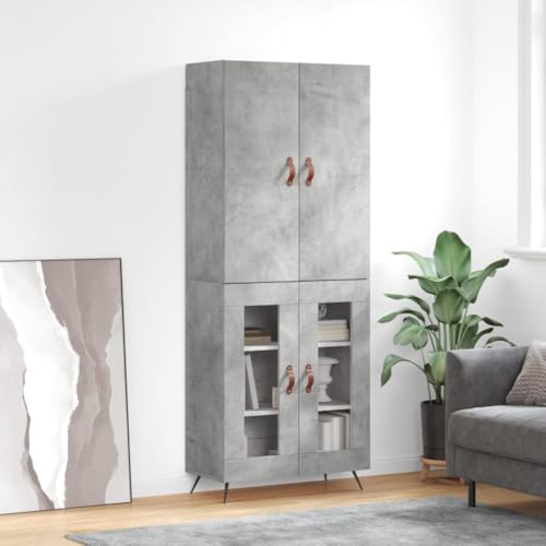 AJJHUUKI Schränke & Aufbewahrung-Buffets & Sideboards-Highboard Betongrau 69,5x34x180 cm Holzwerkstoff von AJJHUUKI