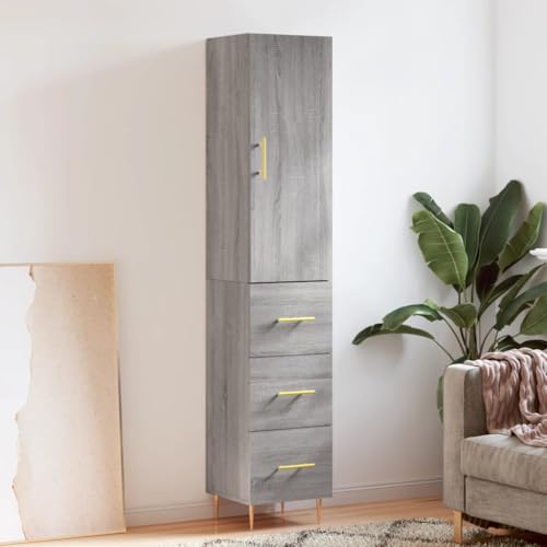 AJJHUUKI Schränke & Aufbewahrung-Buffets & Sideboards-Highboard Grau Sonoma 34,5x34x180 cm Holzwerkstoff von AJJHUUKI