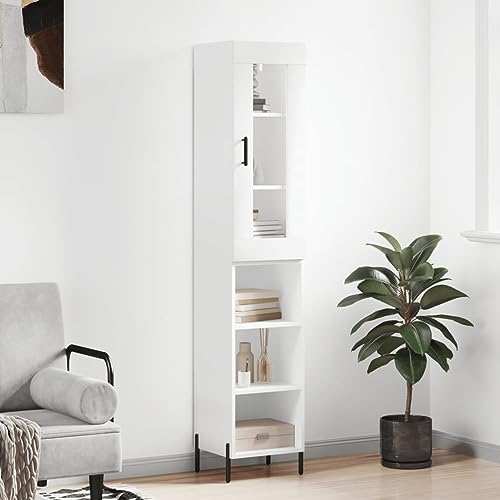 AJJHUUKI Schränke & Aufbewahrung-Buffets & Sideboards-Highboard Weiß 34,5x34x180 cm Holzwerkstoff von AJJHUUKI