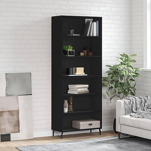 AJJHUUKI Schränke & Aufbewahrung-Buffets & Sideboards-Highboard schwarz 69,5x32,5x180 cm Holzwerkstoff von AJJHUUKI