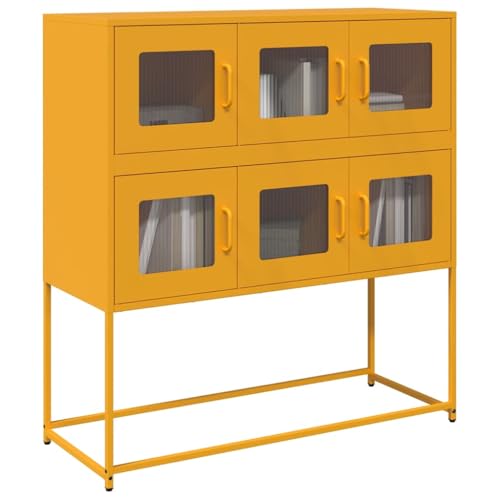 AJJHUUKI Schränke & Aufbewahrung-Buffets & Sideboards-Sideboard Senfgelb 100,5 x 39 x 107 cm kaltgewalzter Stahl von AJJHUUKI