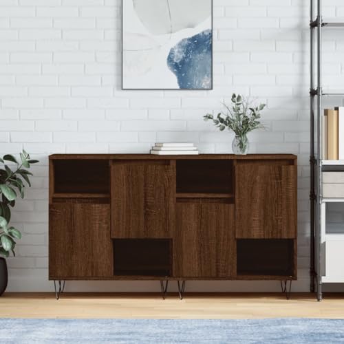 AJJHUUKI Schränke & Aufbewahrung-Buffets & Sideboards-Sideboards, 2 Stück, Braun Eiche, Holzwerkstoff von AJJHUUKI