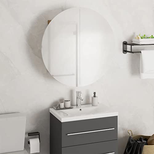 AJJHUUKI Schränke & Aufbewahrungs-Waschtischunterschrank, Badezimmerschrank mit rundem Spiegel und LED-Eiche, 47 x 47 x 17,5 cm AJJHUUKI Schränke & Aufbewahrungs-Waschtischunterschrank, Badezimmerschrank mit rundem Spiegel und LED-Eiche, 47 x 47 x 17,5 cm von AJJHUUKI