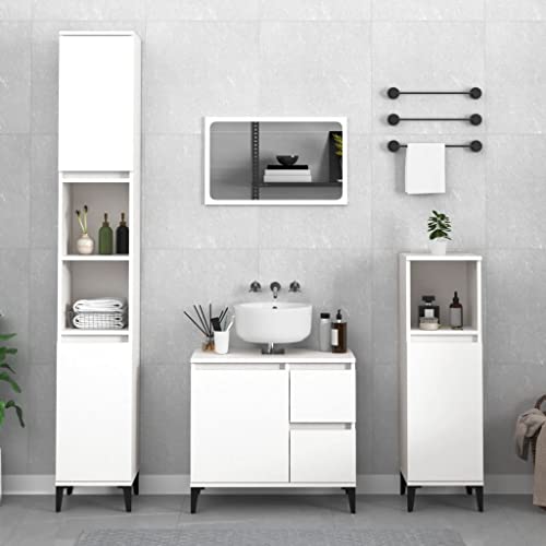 AJJHUUKI Schränke & Aufbewahrungs-Waschtischunterschrank Badschrank Weiß 30x30x190 cm Holzwerkstoff AJJHUUKI Schränke & Aufbewahrungs-Waschtischunterschrank Badschrank Weiß 30x30x190 cm Holzwerkstoff von AJJHUUKI