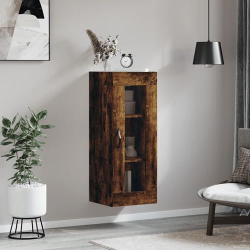 AJJHUUKI Schrank und Aufbewahrung, Buffets und Sideboards, Wandschrank, geräucherte Eiche, 34,5 x 34 x 90 cm von AJJHUUKI