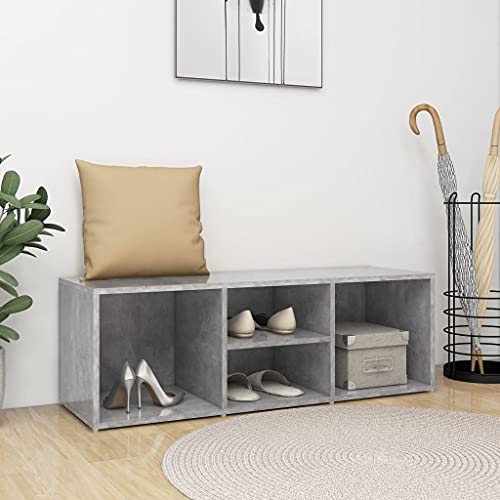 AJJHUUKI Schuhablage Sitzbank Betongrau 105x35x35cm Holzwerkstoff von AJJHUUKI