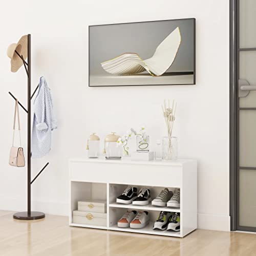 AJJHUUKI Schuhbank Hochglanz Weiß 80x30x45cm Holzwerkstoff AJJHUUKI Schuhbank Hochglanz Weiß 80x30x45cm Holzwerkstoff von AJJHUUKI