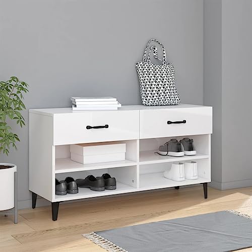 AJJHUUKI Schuhschrank Hochglanz Weiß 102x35x55cm Holzwerkstoff AJJHUUKI Schuhschrank Hochglanz Weiß 102x35x55cm Holzwerkstoff von AJJHUUKI