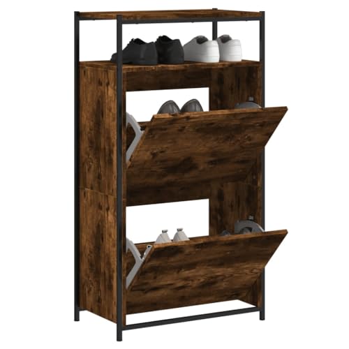 AJJHUUKI Schuhschrank Räuchereiche 60x34x112 Holzwerkstoff von AJJHUUKI