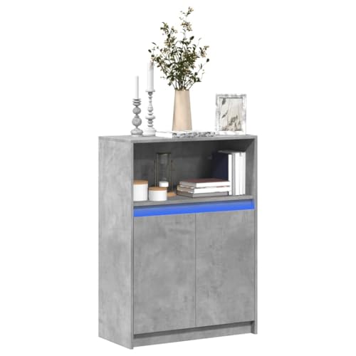 AJJHUUKI Sideboard mit LED Betongrau 72x34x100cm Holz-Möbel, Schränke & Aufbewahrung, Buffets & Sideboards von AJJHUUKI