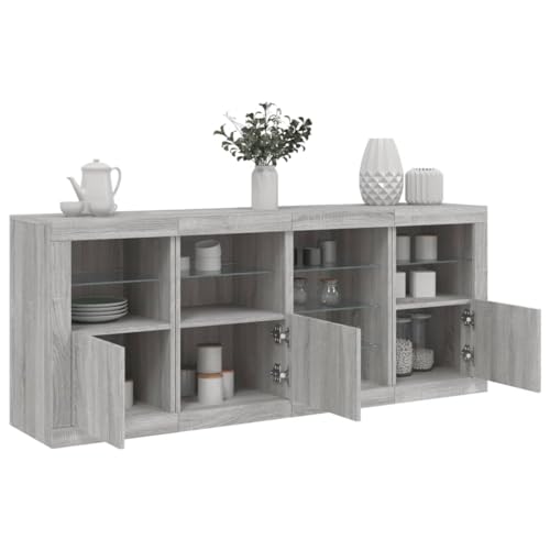AJJHUUKI Sideboard mit LED-Lichtern, Grau, Sonoma, 164 x 37 x 67 cm, Möbel, Schränke & Aufbewahrung, Buffets & Sideboards AJJHUUKI Sideboard mit LED-Lichtern, Grau, Sonoma, 164 x 37 x 67 cm, Möbel, Schränke & Aufbewahrung, Buffets & Sideboards von AJJHUUKI