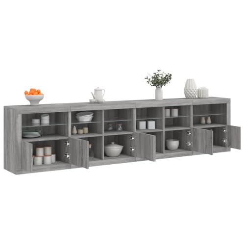 AJJHUUKI Sideboard mit LED-Lichtern, Grau, Sonoma, 283 x 37 x 67 cm, Möbel, Schränke & Aufbewahrung, Buffets & Sideboards von AJJHUUKI
