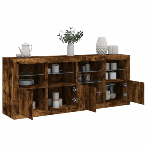 AJJHUUKI Sideboard mit LED-Lichtern, Raucheiche, 164 x 37 x 67 cm, Möbel, Schränke & Aufbewahrung, Buffets & Sideboards von AJJHUUKI