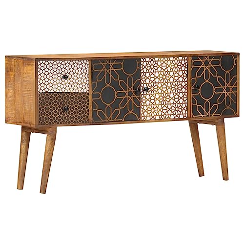 AJJHUUKI Sideboard mit bedrucktem Muster, 130 x 30 x 70 cm, massives Mangoholz, Möbel, Schränke & Aufbewahrung, Buffets & Sideboards von AJJHUUKI