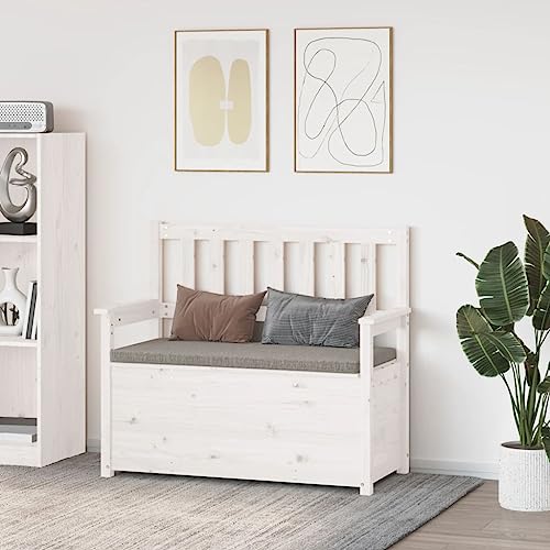 AJJHUUKI Sitzbank, Weiß, 112,5 x 51,5 x 96,5 cm, Massivholz, Kiefernholz, Möbel, Bänke von AJJHUUKI