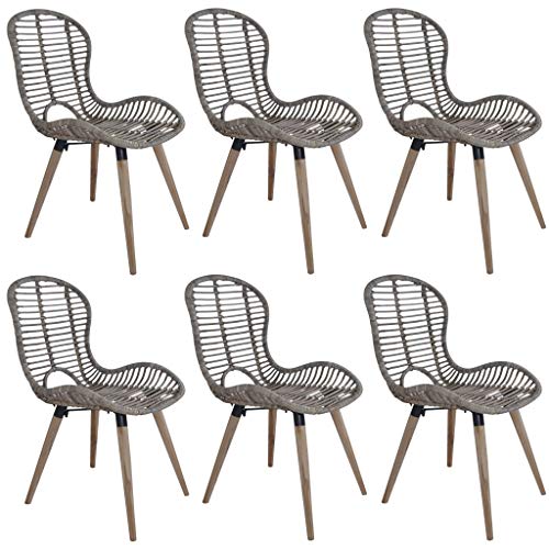 AJJHUUKI Stühle Küche & Esszimmer Stühle Esszimmerstühle 6 Stück braun l Rattan von AJJHUUKI