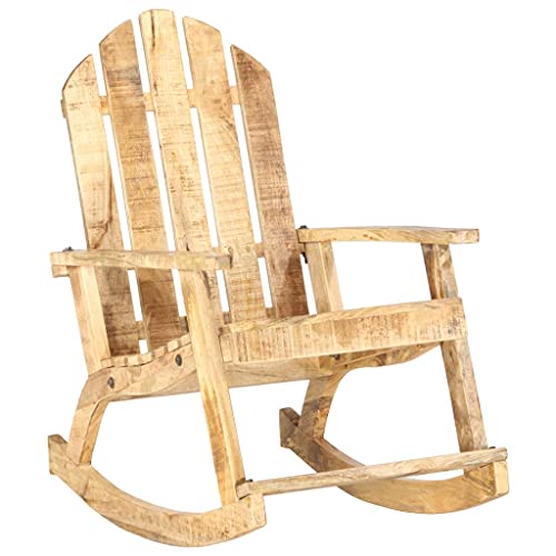 AJJHUUKI Stuhl-Schaukelstühle Gartenschaukelstuhl Massivholz Mangoholz von AJJHUUKI
