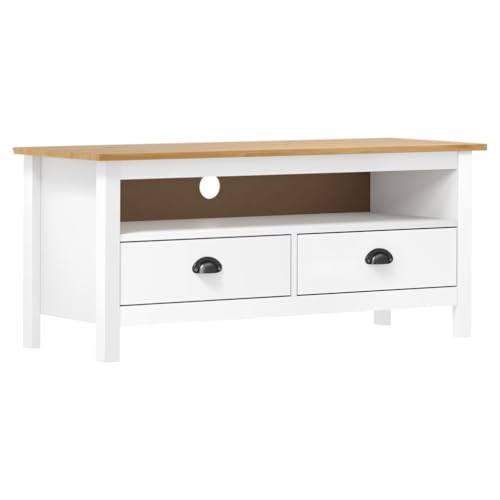 AJJHUUKI TV-Schrank, 110 x 40 x 47 cm, massives Kiefernholz, Möbel, Unterhaltungszentren und TV-Ständer, Weiß von AJJHUUKI