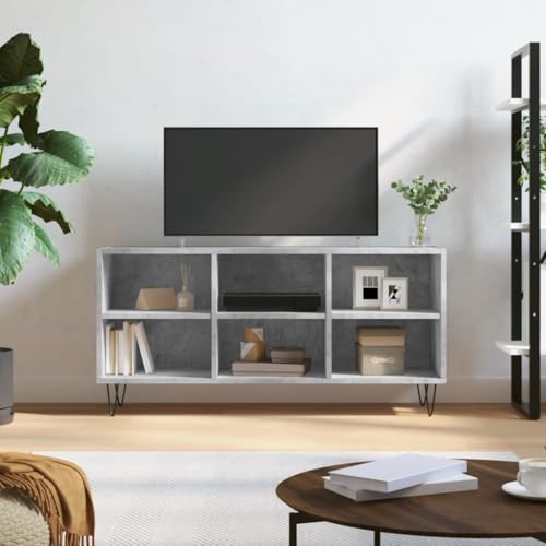 AJJHUUKI TV-Schrank, Betongrau, 103,5 x 30 x 50 cm, Holz-Möbel, Unterhaltungszentren & TV-Ständer von AJJHUUKI