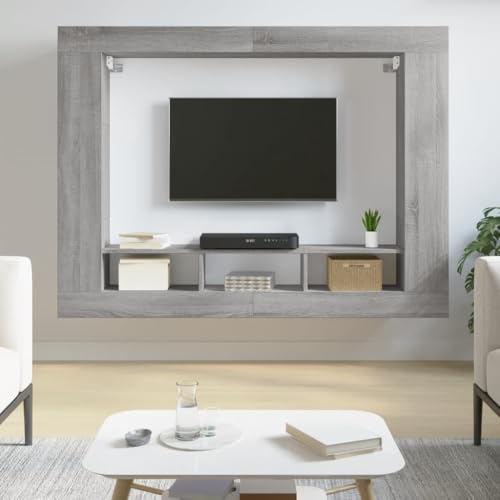 AJJHUUKI TV-Schrank, Grau, Sonoma, 152 x 22 x 113 cm, Holz-Möbel, Unterhaltungszentren und TV-Ständer von AJJHUUKI