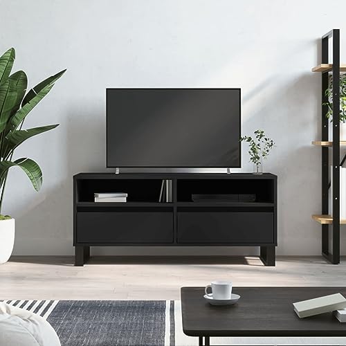 AJJHUUKI TV-Schrank, Schwarz, 100 x 34,5 x 44,5 cm, Holz-Möbel, Unterhaltungszentren und TV-Ständer von AJJHUUKI