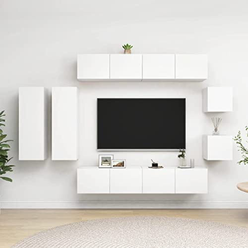 AJJHUUKI TV-Schrank-Set, 8-teilig, Holz-Möbel, Unterhaltungszentren und TV-Ständer, Weiß AJJHUUKI TV-Schrank-Set, 8-teilig, Holz-Möbel, Unterhaltungszentren und TV-Ständer, Weiß von AJJHUUKI