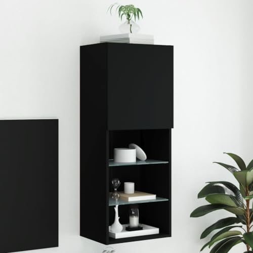 AJJHUUKI TV-Schrank mit LED-Lichtern, 40,5 x 30 x 102 cm, Möbel, Unterhaltungszentren und TV-Ständer, Schwarz von AJJHUUKI