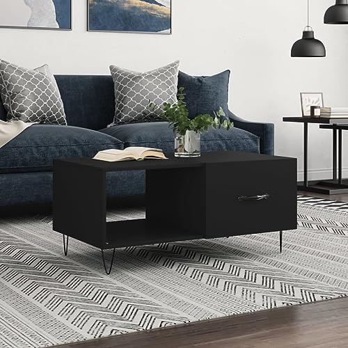 AJJHUUKI Tables-Accent Tables-Coffee Tables-Coffee Table Black 90x50x40cm Engineered Wood von AJJHUUKI